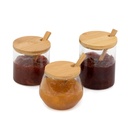 Azucarera vidrio 6x10 c/cuch bambu